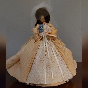Artist Nan Anderson Vintage "Wedding Bridal" Corn Husk Doll